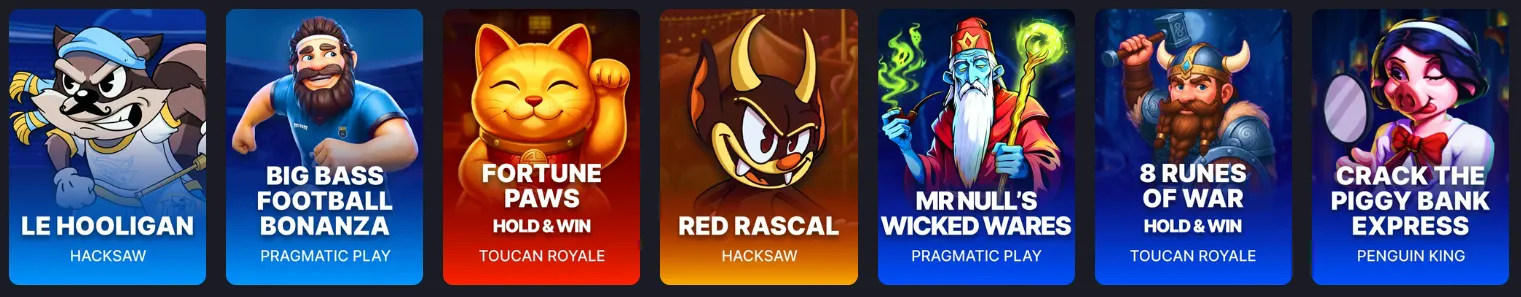 Vegastars Casino games catalogue